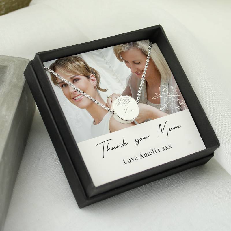 Personalised Pink Floral Photo Upload Necklace and Box