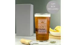 Personalised Dont Panic Pint Glass
