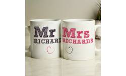 Personalised Mr Mrs Mug Set
