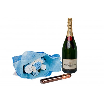 Bubbles and Bouquet Blue Gift Set