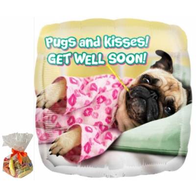 Pugs and Kisses Get Well Soon Sweet Balloon