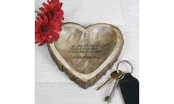 Personalised Rustic Carved Wooden Heart Dish