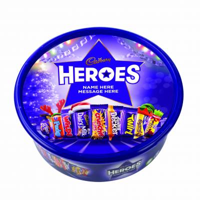 Image of Personalised Christmas Cadbury Heroes Plastic Tub 580g