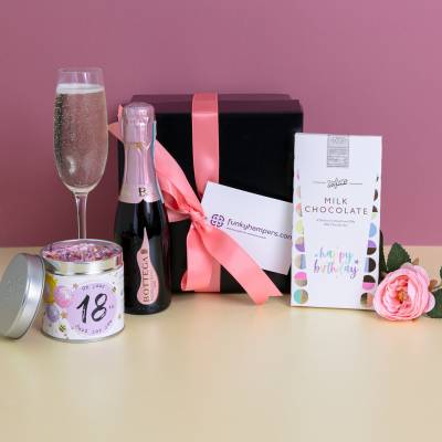 18th Birthday Pink Prosecco and Candle Gift