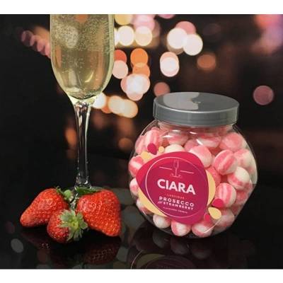 Personalised Strawberry and Prosecco Sweet Jar