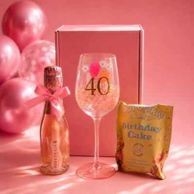 40th Birthday Prosecco Gift Set with Bottega Rosé & Birthday Glass