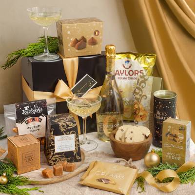 Luxury Alcohol Free Christmas Hamper – Bottega 0% Sparkling Wine, Christmas Treats, Tea & Festive Snacks Gift