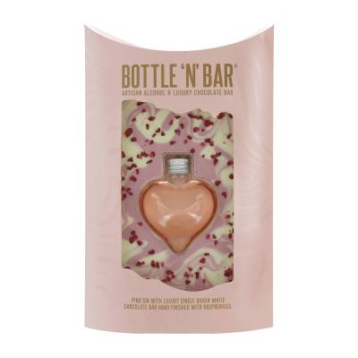 Bottle N Bar Pink Gin Heart and Chocolate Gift