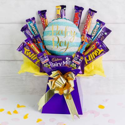 Welcome Baby Boy Deluxe Cadburys Chocolate Bouquet