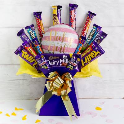 Welcome Baby Girl Deluxe Cadburys Chocolate Bouquet