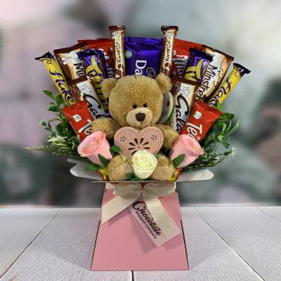 flowers chocolate and teddy bear delivery