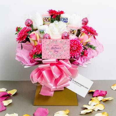 Mothers Day Pretty in Pink Chocolate and Yankee Candle Bouquet