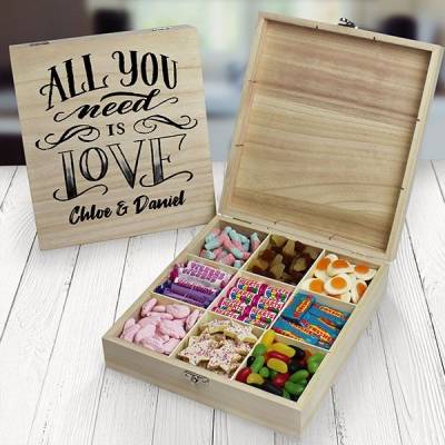 Personalised All You Need Is Love Wooden Sweet Box