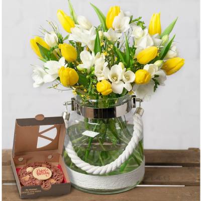 Image of Freesias & Tulips Birthday Gift