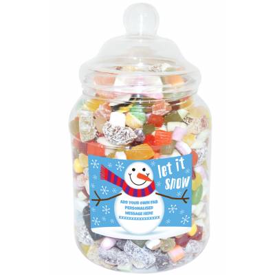 Personalised Snowman Large Sweet Jar