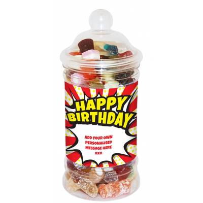 Personalised Birthday Burst Small Sweet Jar