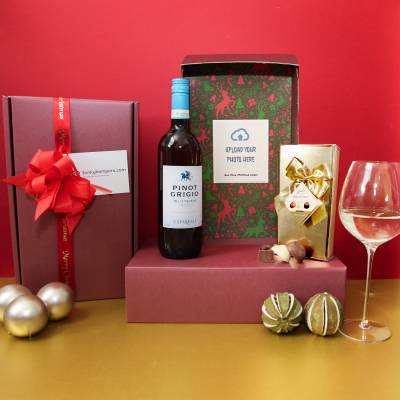 The Christmas White Wine & Belgian Chocolates Picbox Hamper
