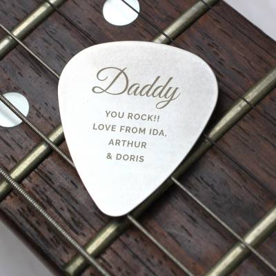 Personalised Free Text Big Name Silver Plectrum