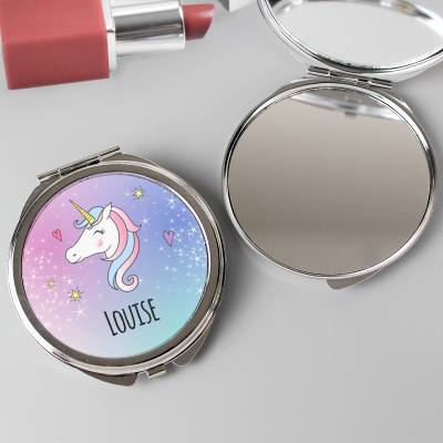 Personalised Unicorn Compact Mirror