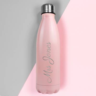 Personalised Pink Metal Insulated Drinks Bottle