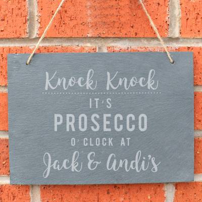 Personalised Prosecco O'Clock Large Hanging Slate Sign