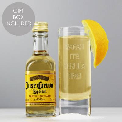 Personalised Shot Glass and Miniature Tequila