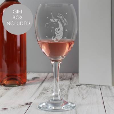 Personalised Unicorn Engraved Wine Glass