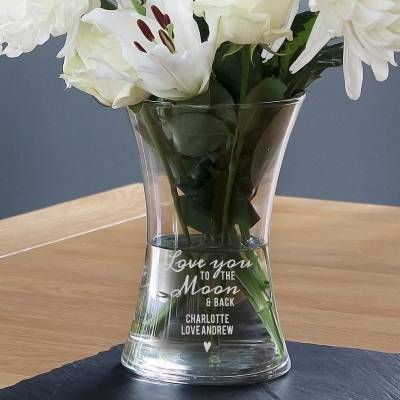 Image of Personalised Love You To The Moon and Back Glass Vase