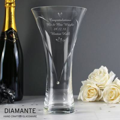 Personalised Swarovski Hearts Diamante Vase