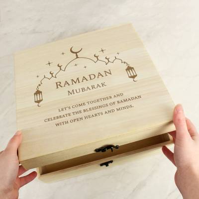 Personalised Eid Large Wooden Keepsake Box