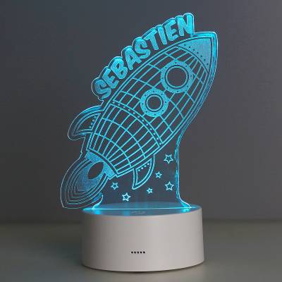 Personalised Rocket LED Colour Changing Wireframe Night Light