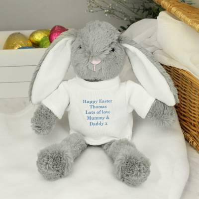 Personalised Message Bunny - Blue Embroidery