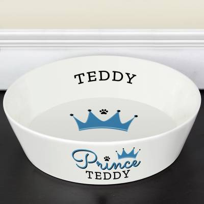 Personalised 'Prince' 20cm Large Ceramic White Pet Bowl