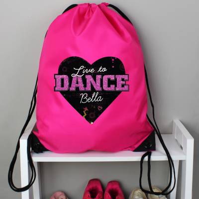 Personalised \’Live to Dance\’ Pink Kit Bag