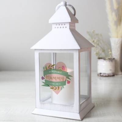 Personalised Floral Mother's Day White Lantern