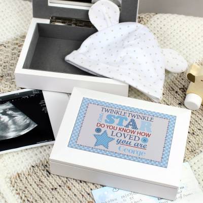 Personalised Boys White Keepsake Box