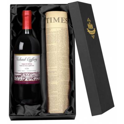 Personalised Red Wine and Newspaper Gift