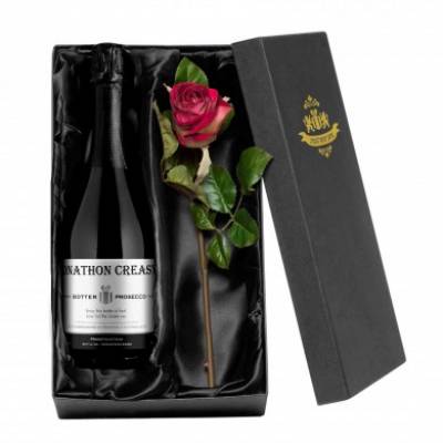 Personalised Prosecco with a Rose