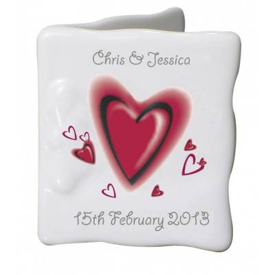 Image of Personalised Hearts Bone China Message Card
