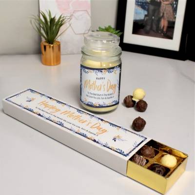 Personalised Mother's Day Candle and Chocolates