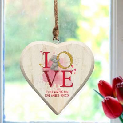 Image of Personalised Me To You Love Hanging Wooden Heart