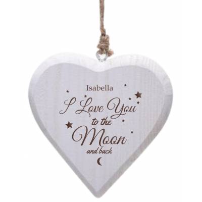 Personalised To the Moon & Back Wooden Heart