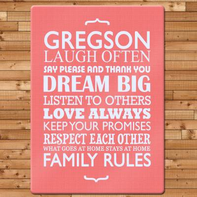 Personalised Family Rules Glass Chopping Board