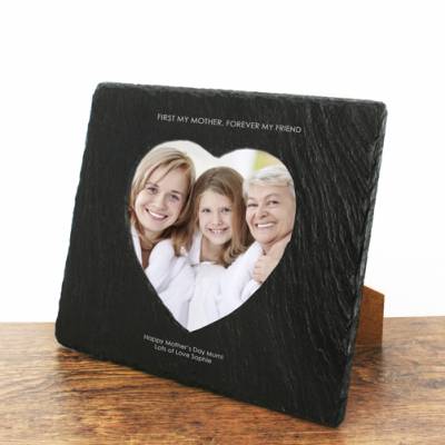 Personalised First My Mother Forever My Friend Heart Slate Photoframe