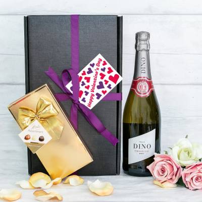 Valentines Day Prosecco and Belgian Chocolates Hamper