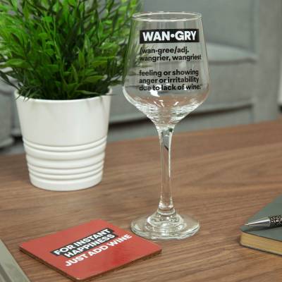 Wangry Wine Glass and Coaster Set