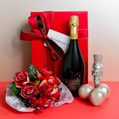 Christmas Prosecco and Flowers Hamper