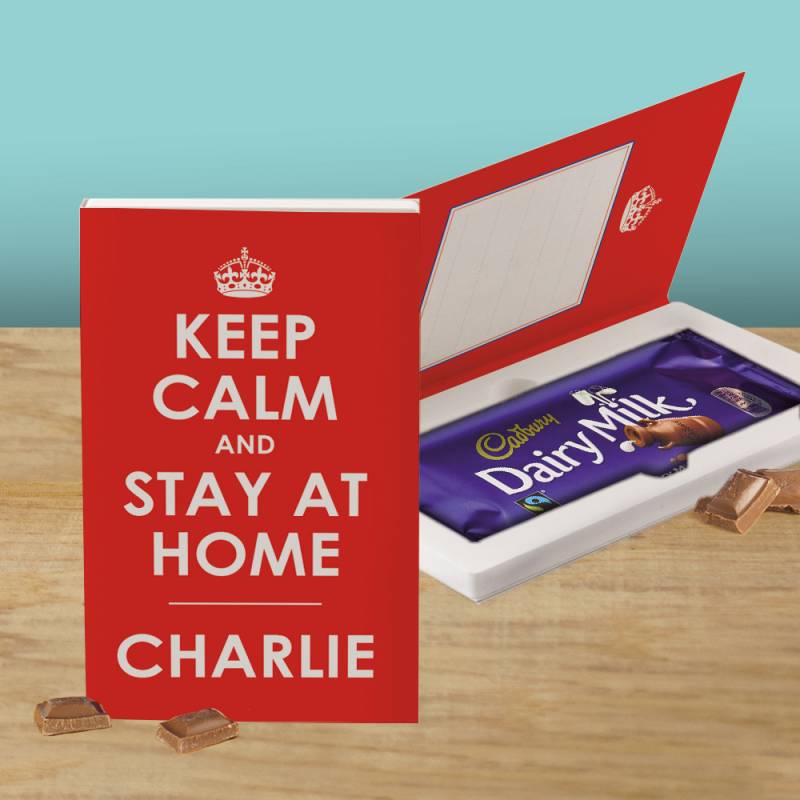 Personalised Keep Calm And Stay At Home Cadbury Chocolate Card