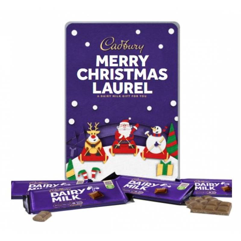 Personalised Cadbury Dairy Milk Chocolate Christmas Tin Funky Hampers