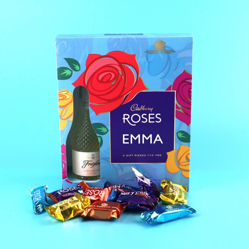 Personalised Cadbury Roses and Prosecco Gift